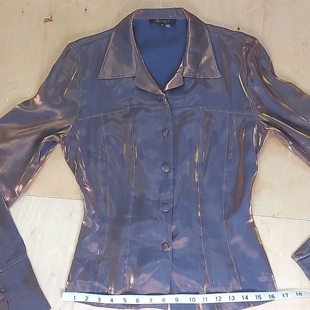 Oblique Brand Bronze Blouse with Laced Back, Size 12 - Picture 13 of 16